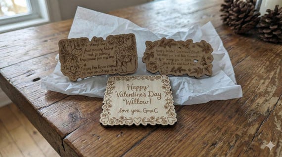 ADD-ON ONLY Wood Gift Message Personalized Note - Engraved Wood Tag - Custom Gift Card - Wood Magnet Gift, shown in listing image 5 with additional visible details or options.