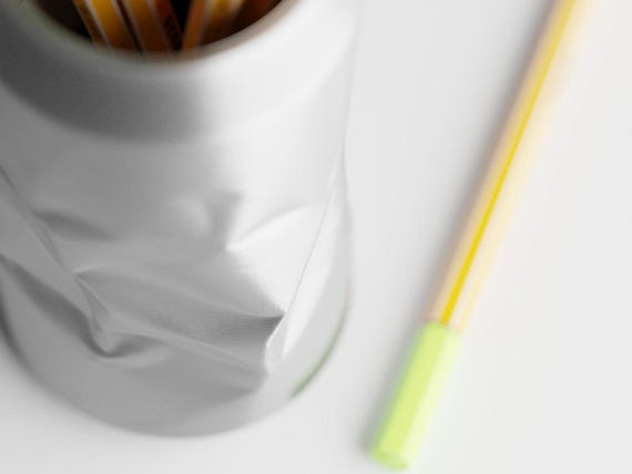 Macro close-up of the sculptural folds and fine surface texture on the CrinklePop pencil holder