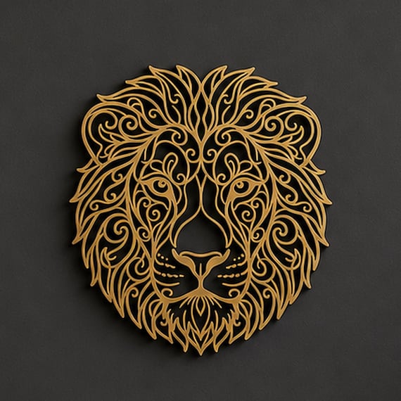 Lion Head Filigree Wall Art, Ornate Animal Wall Decor, 12 Inch Unframed Sculpture