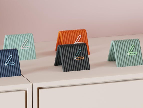 Linefold Compact Desk Clock, Modern Matte Timepiece, Colorful Home Decor, Housewarming Gift