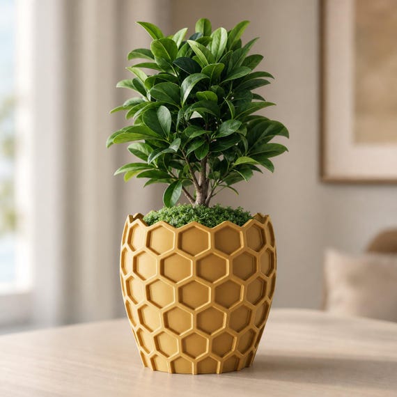 HexaGrove Honeycomb Planter, Geometric Indoor Plant Pot, Modern Succulent Cachepot, Sculptural Table Decor, 30 Standard Colors