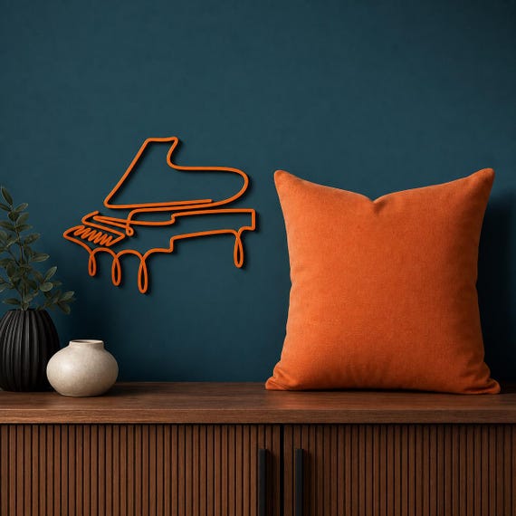 Travel Dreams wall art in Orange in a contrasting showcase room