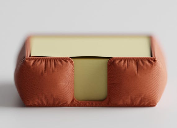 GatherPad Sticky Note Holder, Fabric Look Desk Organizer, Sculptural Square Note Pad Tray, 25 Matte Colors