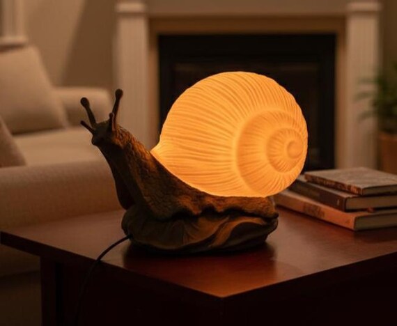 Snail Lamp Night Light, USB Table Lamp, Cottagecore Accent piece, shown in another listing view highlighting visible design details.