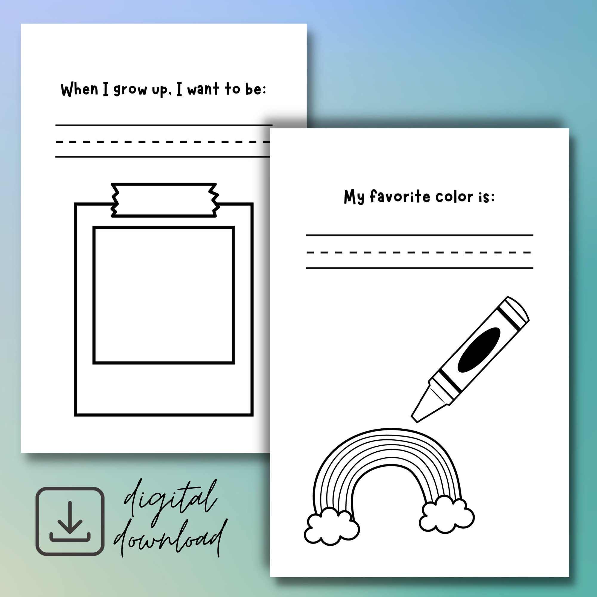Kids All About Me Coloring Activity Book Etsy Kids all about me coloring activity book etsy