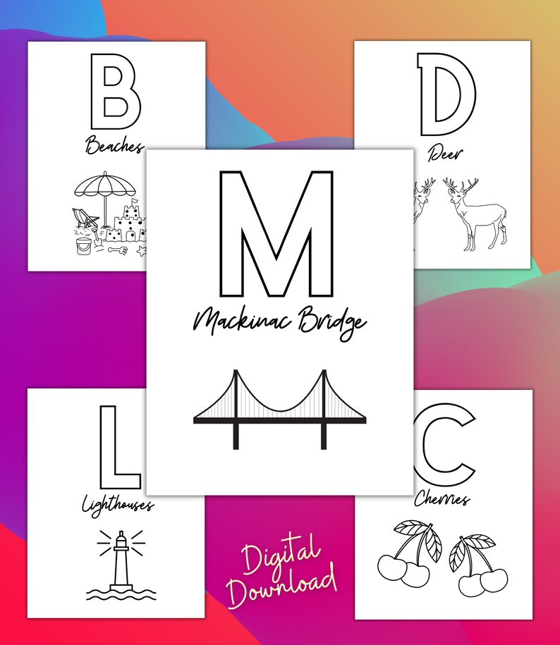 Michigan Coloring Pages DIGITAL DOWNLOAD - Etsy