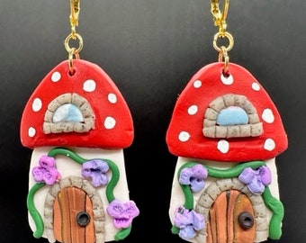 Toadstool Fairy House Earrings