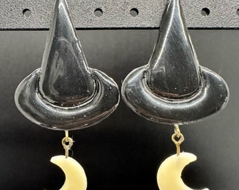 Witches Hats with Glow in the Dark Moons Earrings