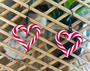 Candy Cane Heart Earrings