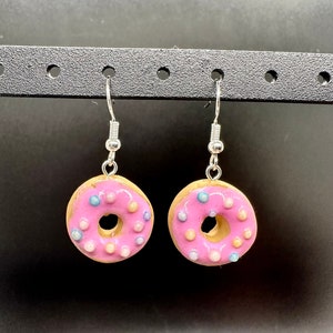 Pink Frosted Donuts with Sprinkles Earrings