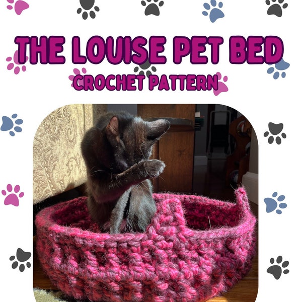 The Louise Pet Bed Crochet Pattern, CAT APPROVED! crochet pattern, pet crochet pattern, dog bed, cat bed
