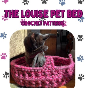 The Louise Pet Bed Crochet Pattern, CAT APPROVED! crochet pattern, pet crochet pattern, dog bed, cat bed
