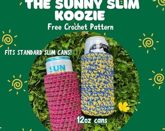 Slim can Crochet Koozie Pattern, slim can Crochet koozie, can koozie, crochet pattern, no-sew crochet pattern