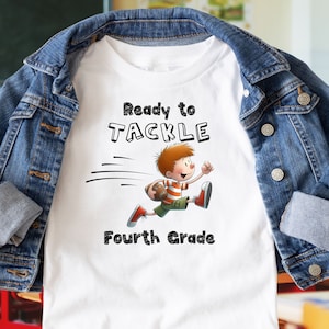 Back to School Fourth Grade T-shirt, Football Fourth Grade Tee, Ready To Tackle 4th Grade, Football Fan Back To School Shirt, Grade School