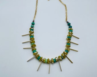 Glass and Brass Statement Necklace