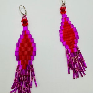Red and Pink sparkler statement earrings