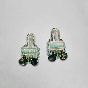 Mint frische karierte Ohrringe