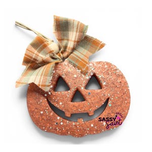 Jack O Lantern Freshie, Pumpkin Air Freshener, Farmhouse Bow Car Freshener, Fall Car Decor, Halloween Freshie, Autumn Gift