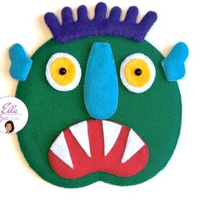 PDF-patroon Go Away groot groen monster vilten gezicht – verhalenspeelset voor flanellen bord