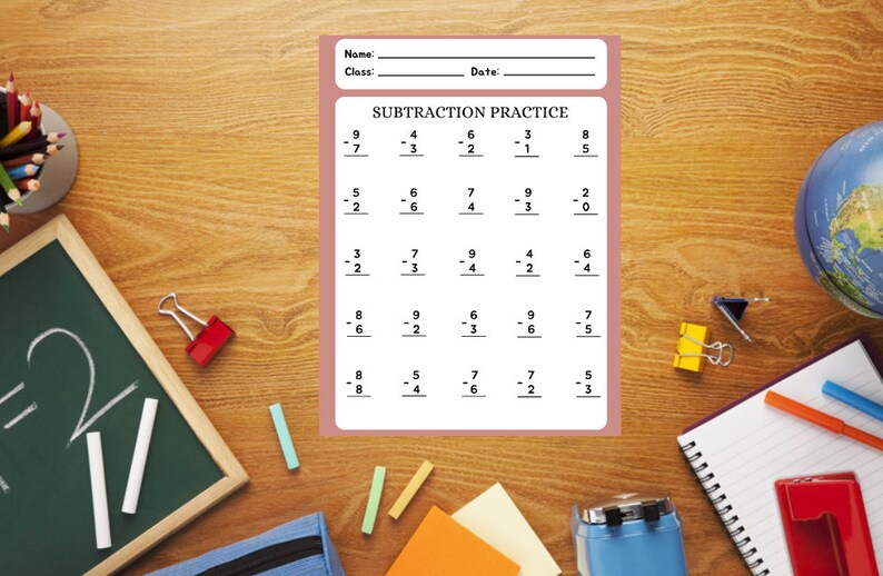 Printable Math Worksheets, Basic Math Practice, 2nd and 3rd Grade Math, Digital Download ...