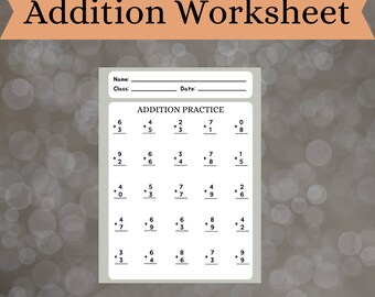 Printable Addition Practice, Printable Addition Drills, Addition Skills, Digital Download, Instant Download, 1st Grade Addition Practice