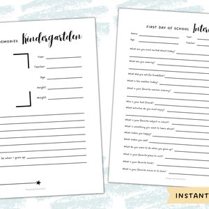 First Day of School Memory Book | School Interview | School Keepsake | Printable