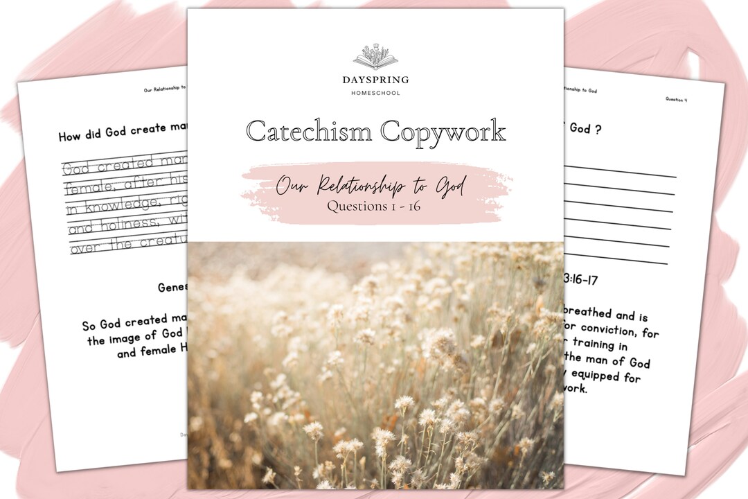 Catechism Copywork Printable Kids Catechism Homeschool Etsy
