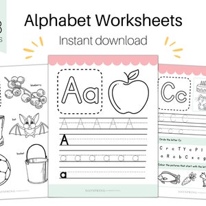 Alphabet Worksheets | Printable | Preschool | Homeschool | Tracing | Colouring