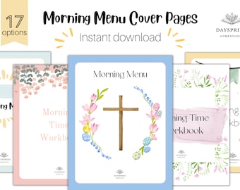 Morning Menu Cover Pages | Printable |Homeschool | Morning Time Workbook | Seasonal