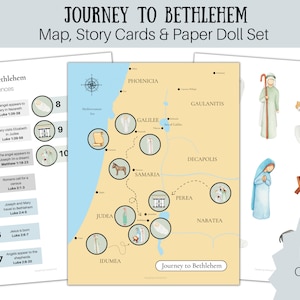 Journey to Bethlehem Christmas Map and Activity Bundle | Printable | Advent | Homeschool | Nativity | Paper Dolls