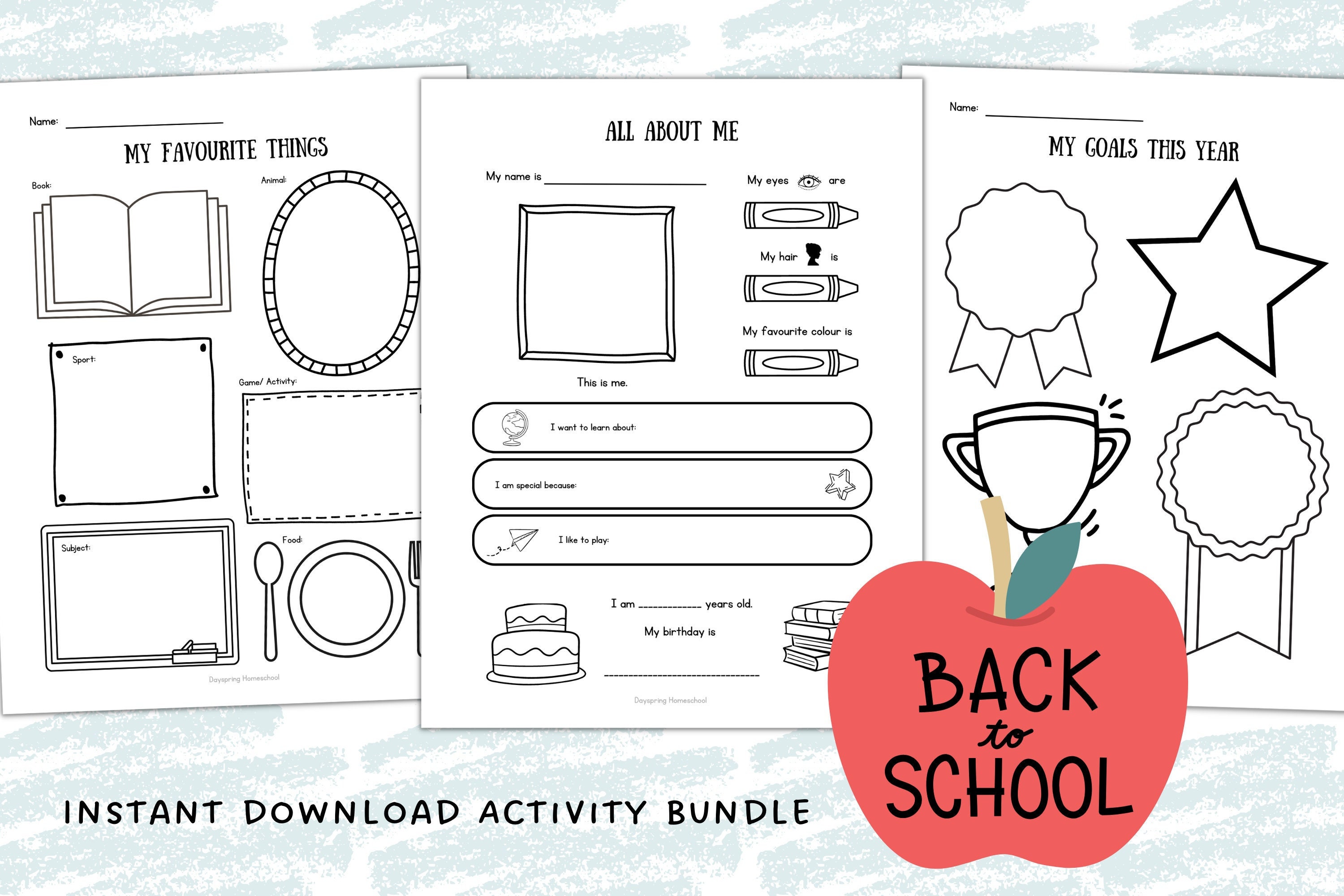 Back to School Activity Bundle | Printable First Day Signs (digital ...