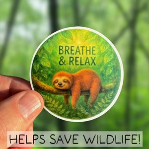 Sloth Watercolor Sticker, Mindfulness Sloth Laptop Decal, Self Care Animal Water Bottle Sticker, Eco Friendly Sloth Art, Wildlife Lover Gift