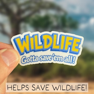 Watercolor Wildlife Animal Conservation Sticker, Save Wildlife Decal, Protect Wildlife Art, Eco Friendly Laptop Water Bottle Sticker Gift