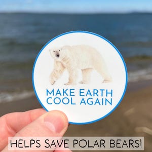 Global uppvärmning, isbjörnklistermärke, present till isbjörnsälskare, rädda isbjörnarna, klistermärke för bevarande av vilda djur, klistermärke för klimatförändringar bild 1