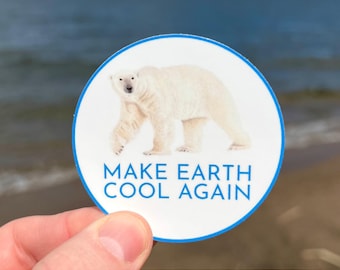 Global Warming, Polar Bear Sticker, Polar Bear Lover Gift, Save the Polar Bears, Wildlife Conservation Sticker, Climate Change Sticker