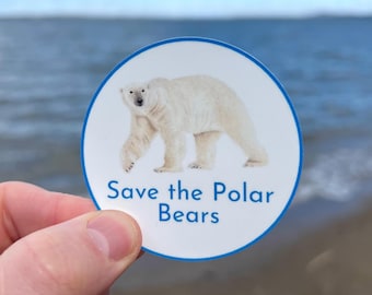 Watercolor Polar Bear Sticker, Polar Bear Lover Gift, Save the Polar Bears, Polar Bear Gift, Wildlife Conservation Sticker, Arctic Sticker