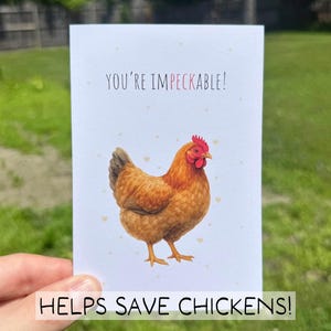 Funny Chicken Love Card, Eco Friendly Anniversary Card, Recycled Farm Animal Pun Card, Cute Hen Valentine Card for Him Her, Greeting Card
