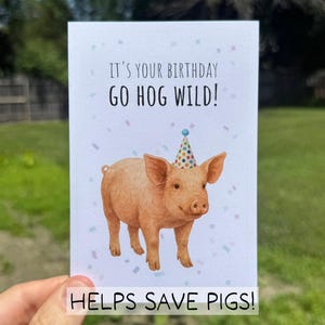 Funny Pig Birthday Card, Eco Friendly Greeting Card, Recycled Farm Animal Card for Him Her, Cute Pun Birthday Card, Watercolor Pig Card