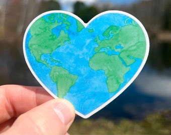 Earth Heart Sticker, Earth Love Design, Eco Friendly Sticker, Support Our Planet, No Planet B, Planet Love, One Earth, Environmental Sticker