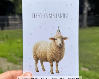 Funny Sheep Birthday Card, Eco Friendly Greeting Card, Recycled Farm Animal Card for Him Her, Cute Pun Birthday Card, Watercolor Sheep Card