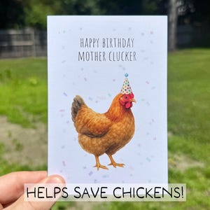 Funny Chicken Birthday Card, Eco Friendly Farm Animal Pun Card, Recycled Cute Hen Card for Him Her, Sustainable Barnyard Greeting Card