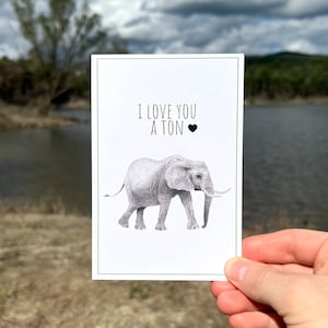 Carta gioco di parole con elefante, Carta anniversario elefante, Carta elefante acquerello, Carta riciclata, Carta conservazione fauna selvatica, Salva gli elefanti