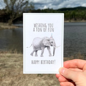 Carte de jeu de mots éléphant, carte d'anniversaire éléphant, carte éléphant aquarelle, carte recyclée, carte de conservation de la faune, sauver les éléphants