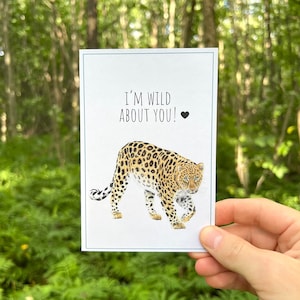 Biglietto di gioco di parole leopardo, Biglietto d'auguri leopardo dell'Amur, Biglietto leopardo acquerello, Biglietto riciclato, Conservazione della fauna selvatica, Biglietto anniversario del leopardo dell'Amur