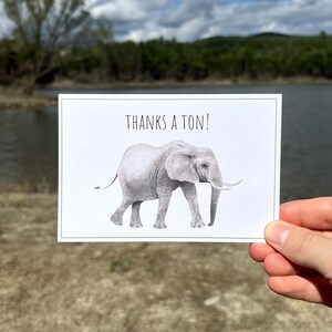 Elefant-Wortspiel-Karte, Elefant-Dankeschön-Karte, Aquarell-Elefant-Karte, recycelte Karte, Artenschutzkarte, speichern Sie die Elefanten