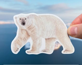 Watercolor Polar Bear Sticker, Polar Bear Lover Gift, Save the Polar Bears, Polar Bear Gift, Wildlife Conservation Sticker, Arctic Sticker