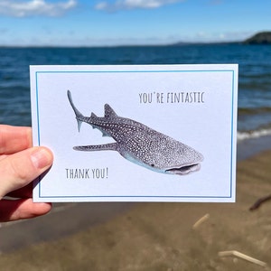 Walhai-Walhai-Wallon-Karte, Hai-Dankeschön-Karte, Walhai-Aquarellkarte, recycelte Karte, Wildtierschutzkarte, Speichern Sie die Walhaie