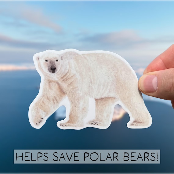 Watercolor Polar Bear Sticker, Polar Bear Lover Gift, Save the Polar Bears, Polar Bear Gift, Wildlife Conservation Sticker, Arctic Sticker