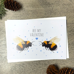 Valentijnsdag kaart hommel, kaart woordspeling hommel, kaart aquarel bij, gerecycleerde wenskaart, natuurbehoud, verjaardagskaart bij