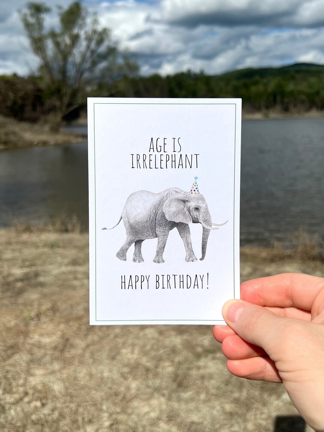 Elephant Pun Card, Elephant Birthday Card, Watercolor Elephant Card